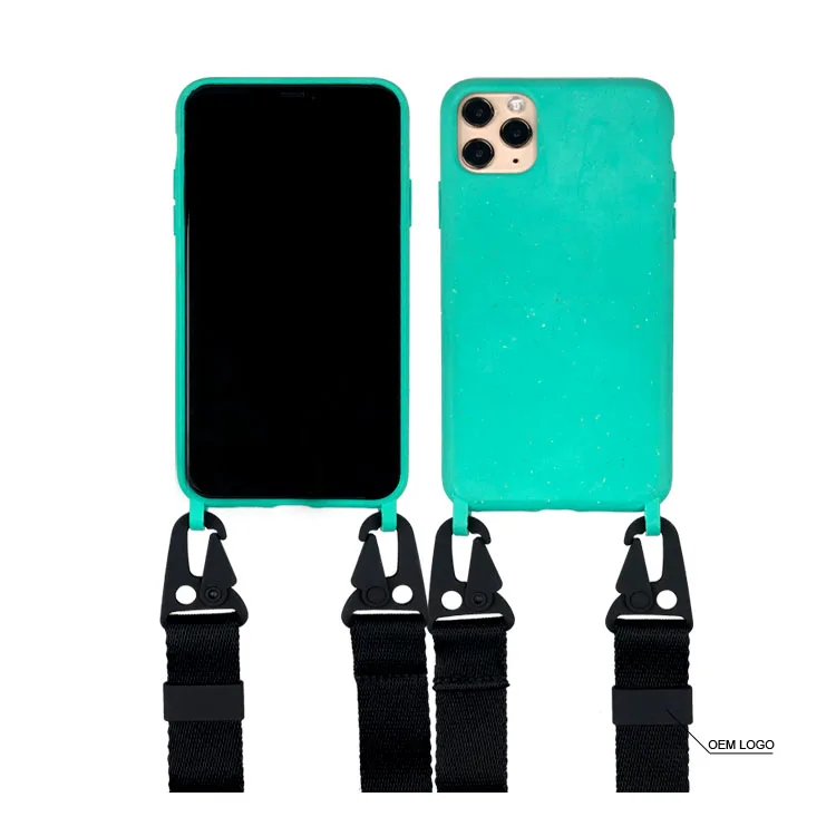

Polyester Woven Cord Strap Case With Hook Biodegradable Phone Case Necklace