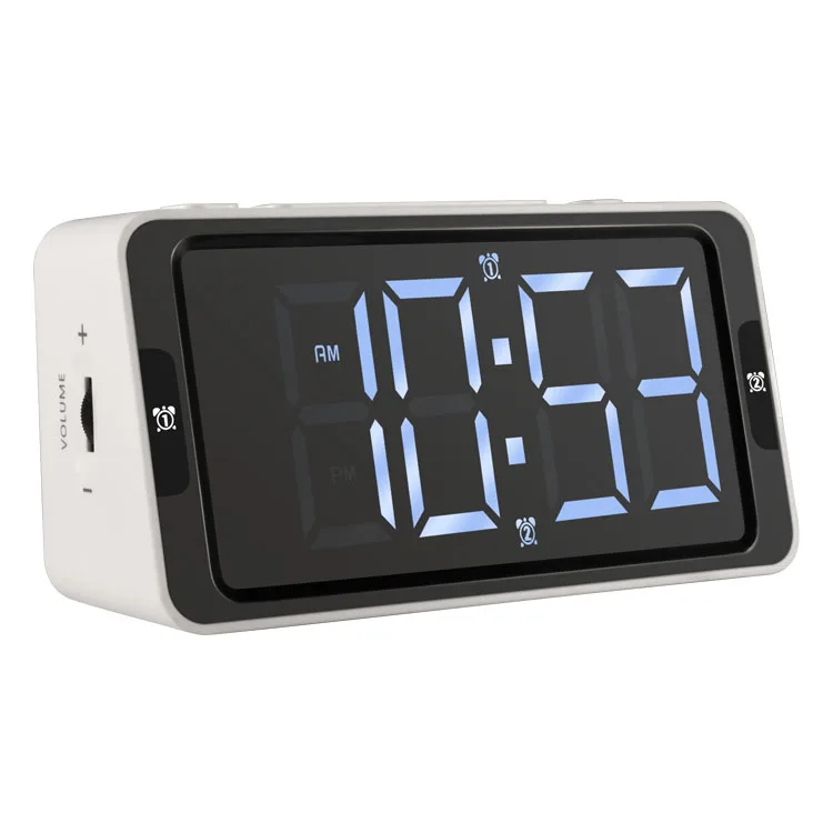 

12 time /AM/PM LED light display digital table clock display dementia digital day clock, White