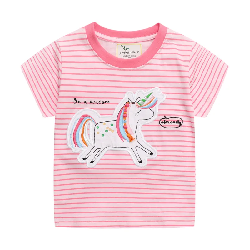 

Girls Cotton Crewneck Tee Children Short Sleeve Unicorn T-Shirts, Pink