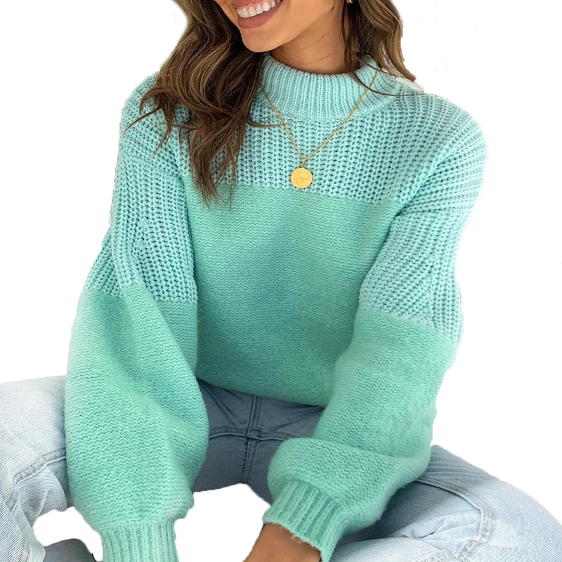 

2021autumn and winter hot selling new women's clothes solid color o neck long sleeve Knitted shirt loose casual women's sweater