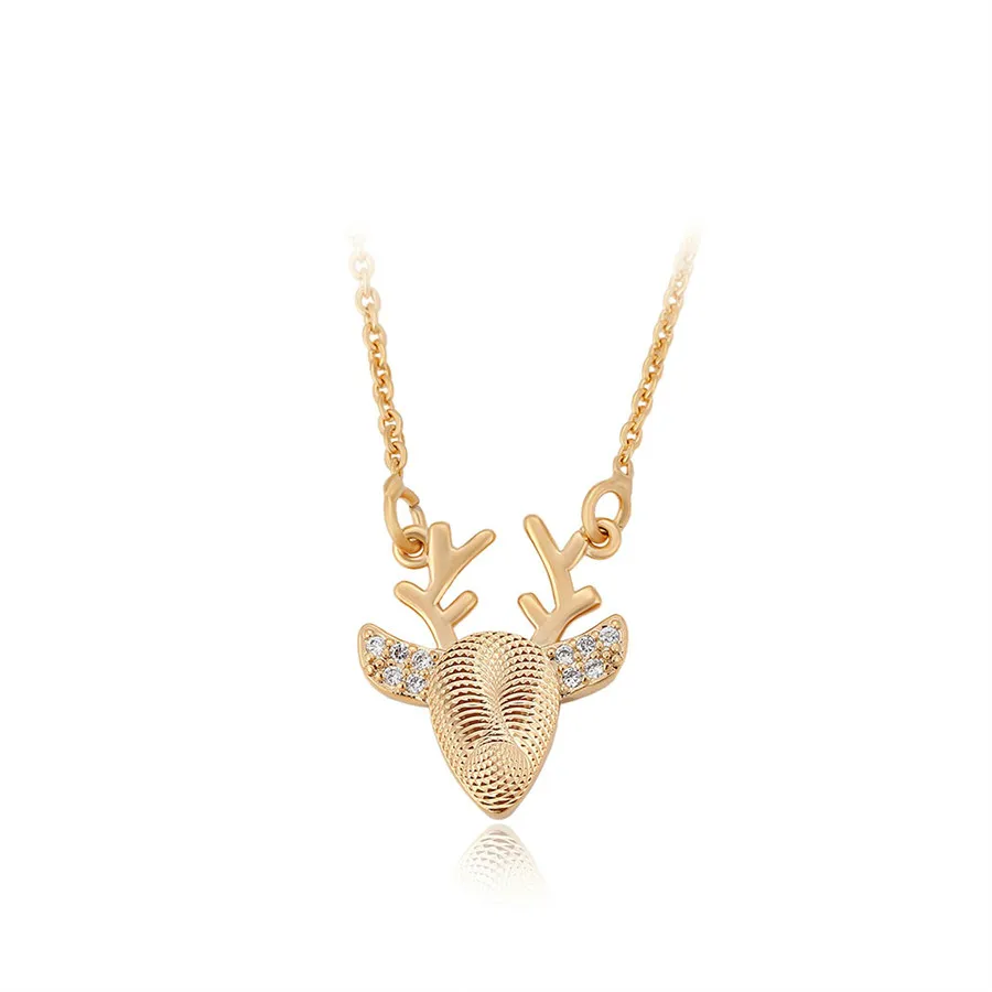 

C000008535 Xuping Jewelry Simple, Fashion, Environmentally-friendly Copper Deer Set Diamond Pendant, 18K Gold necklace