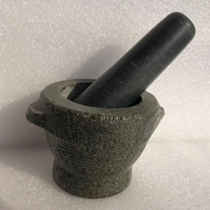 

4inch oiled surface stone mortar and pestle with double ear herb and spice tools garlic pepper grinder