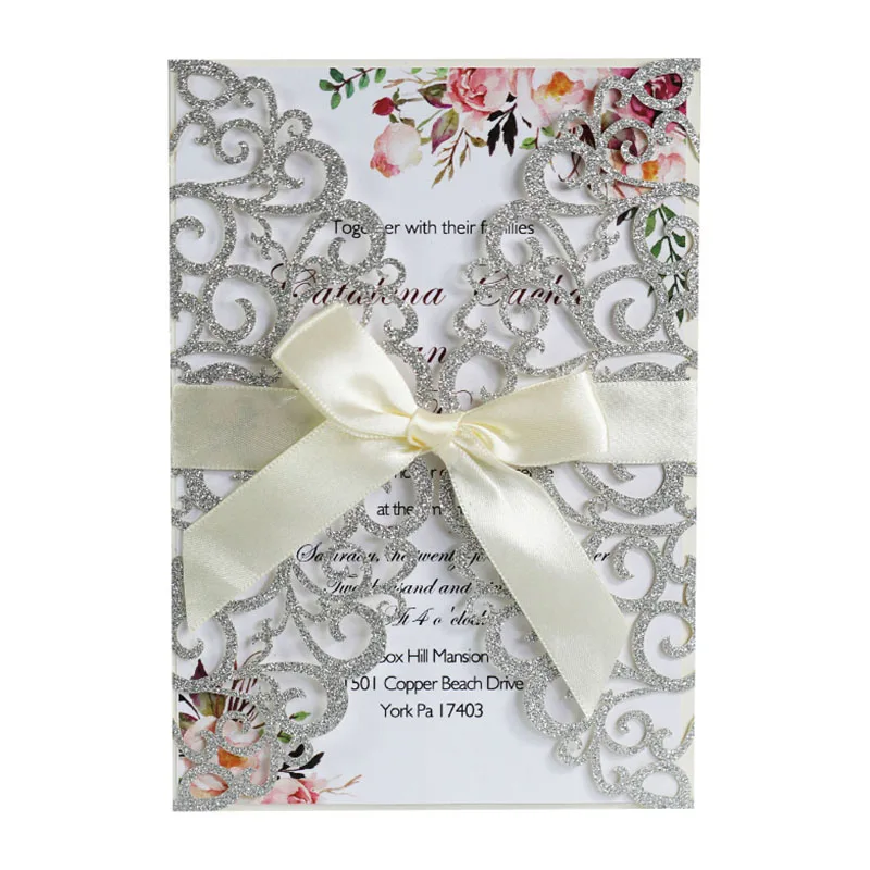 

Good Quality Glitter Laser Cut Wedding Invitation Multi Color Invitation Greeting Card Manufacturing Supplier