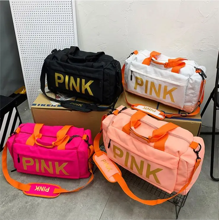 

2022 Brand New Pink Large Capacity Spend A Night Women Overnight Custom Logo Yoga Gym Travel Bag Duffle Bag, Picture color