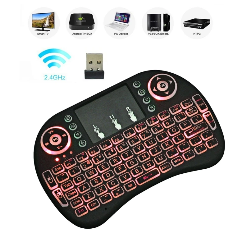 

Dropshipping Air Mouse Remote 92 keys QWERTY 2.4GHz Wireless Backlight PC Tablet Mini Keyboard with Touchpad for Android TV