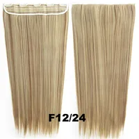 

One Piece 24 inch Straight 3/4 Full Head Clip in synthetic Hair Extension with 5 Clips