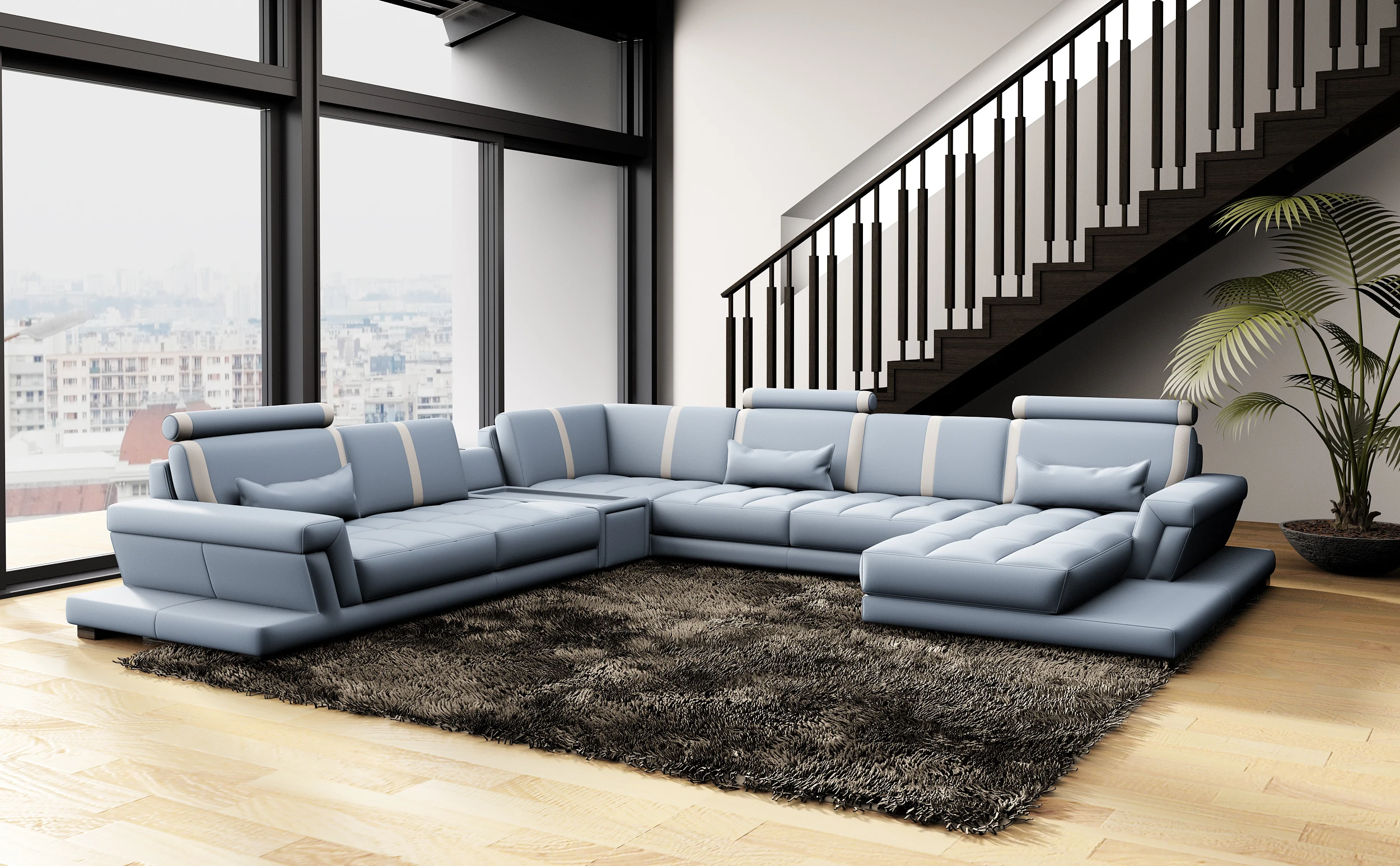 Evergo 2022 Modern Multifunctional Sofa Set With Led Light 