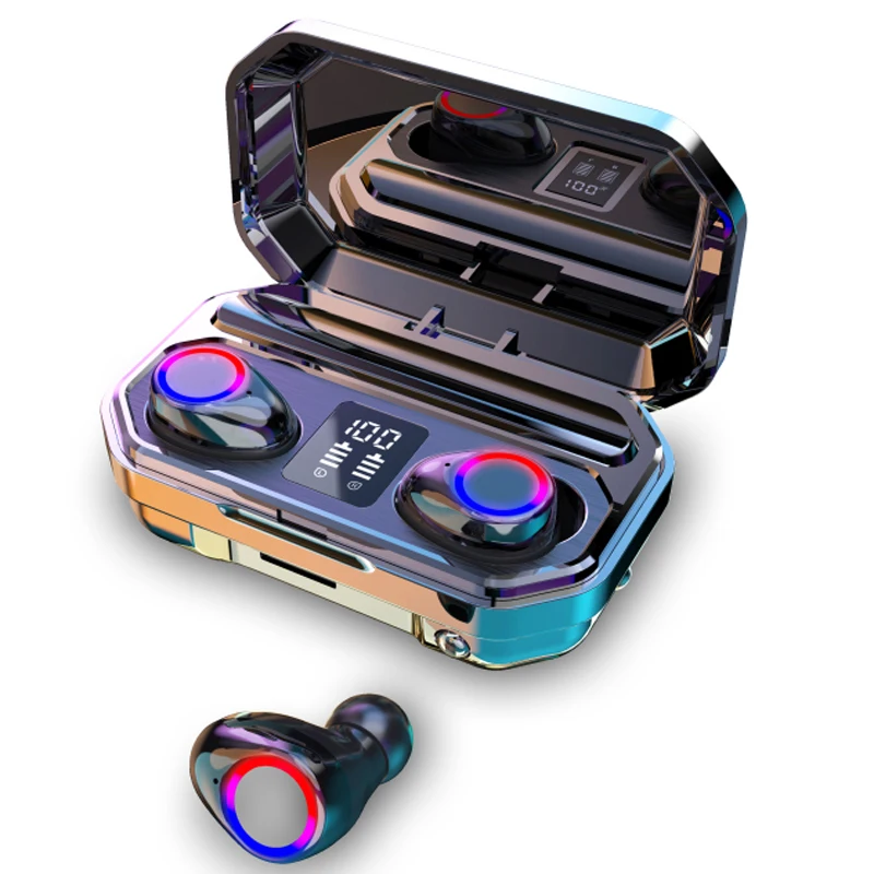 

M12 TWS 9D Wireless Earphone 5.0 Stereo With Flashlight Earbuds 3500mAh Charging Case Headsets True Wireless Headphone