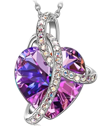 

Fashion Women's Variety Rhinestone Flower Necklace Clavicle Chain Pendant Purple Crystal Heart Austrian Crystal Necklace