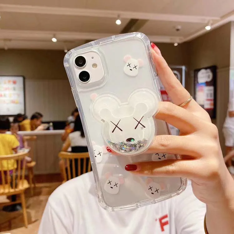 

Fashion Shockproof Quicksand Airbag Holder Cartoon Colorful Glue Printing Hard Acrylic Phone Cover Case For Iphone 6 6S Plus