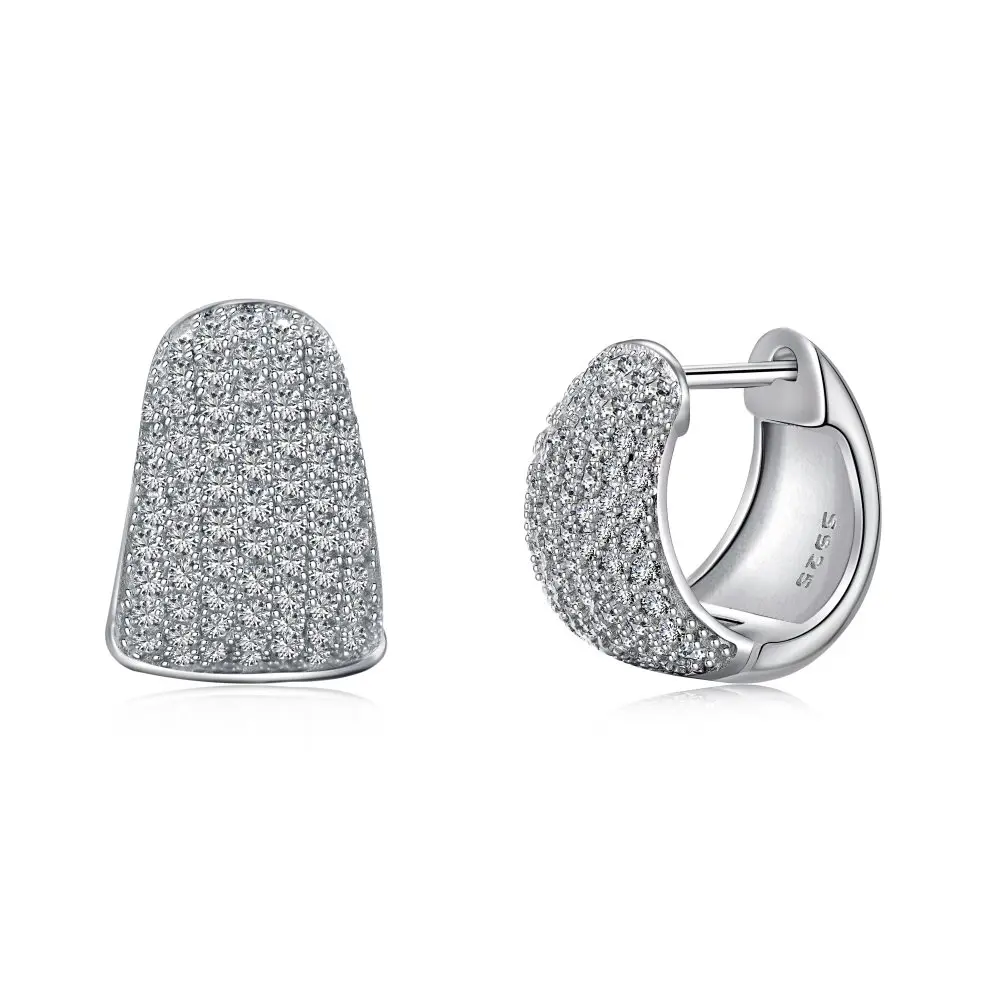 Minimalist Luxury Fine Jewelry Custom Oem Wholesale 925 Sterling Silver Earring Cz Cubic Zirconia Hoop Earrings For Women