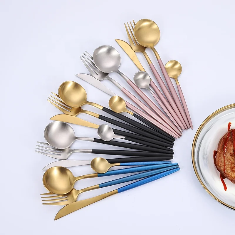

Gold and Sliver fork spoon knife cutlery set stainless steel flatware set, Customized