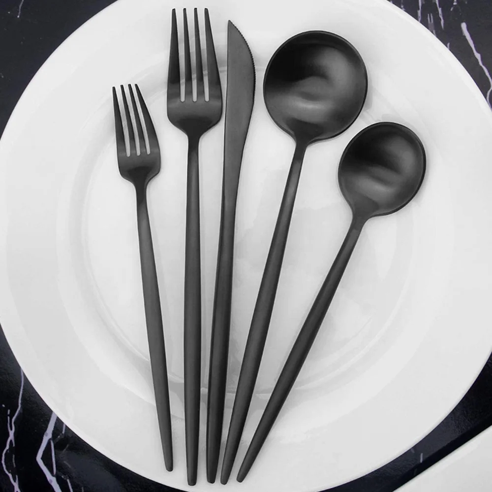 

Wholesale PVD Cutlery Stainless Steel Matte Black Flatware Set