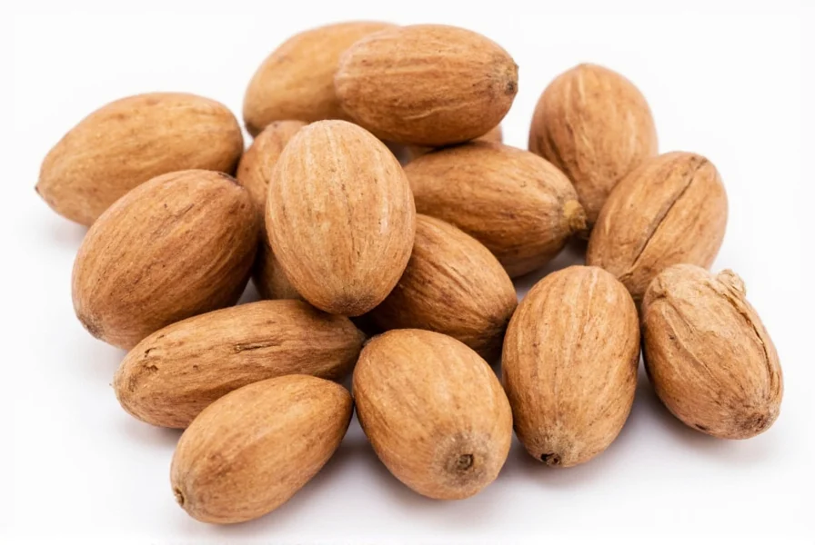 Infographic showing nutmeg seed inside its fruit with botanical labels