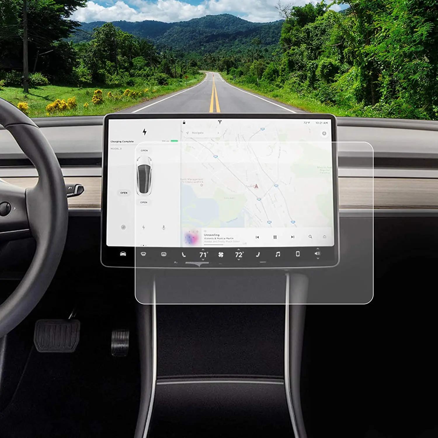 

For Tesla model 3 Y Center screen protector Center Control Touchscreen Car Navigation Tempered Glass Anti-Scratch for Model S X, Clear