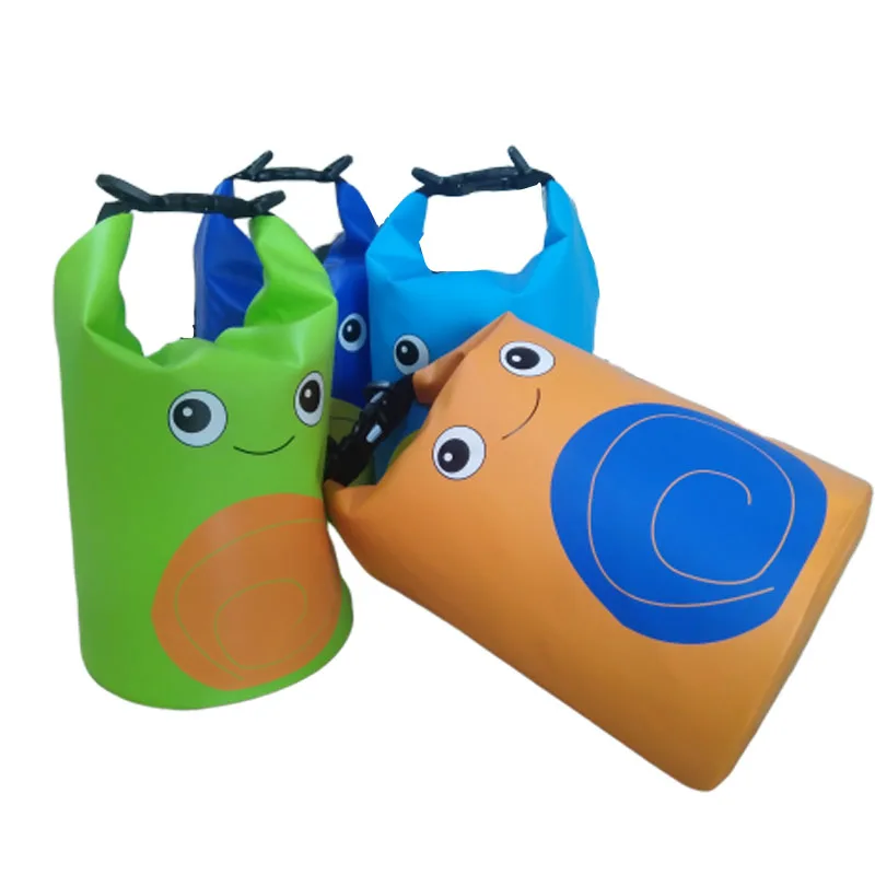 

Wholesale 5L 10L Dry Bag Hiking Camping Waterproof Bag with lovely printings for Kids, Green, blue,yellow or customized