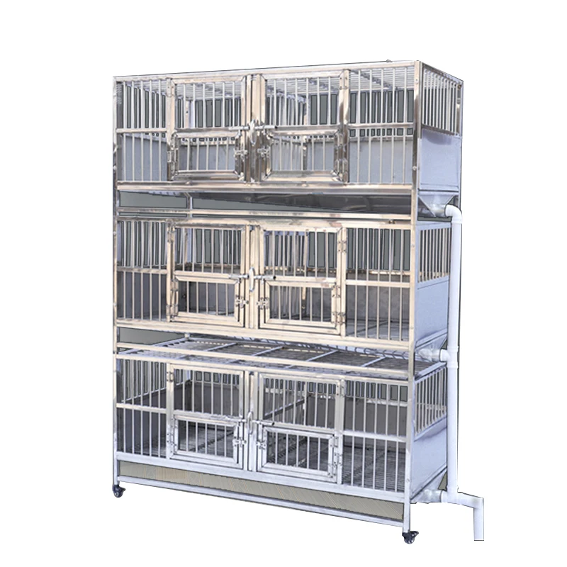 

Dog Cages Kennels Crates Large sized dogs 3-storey 6-door stainless steel tube Dog Cage cat house, White