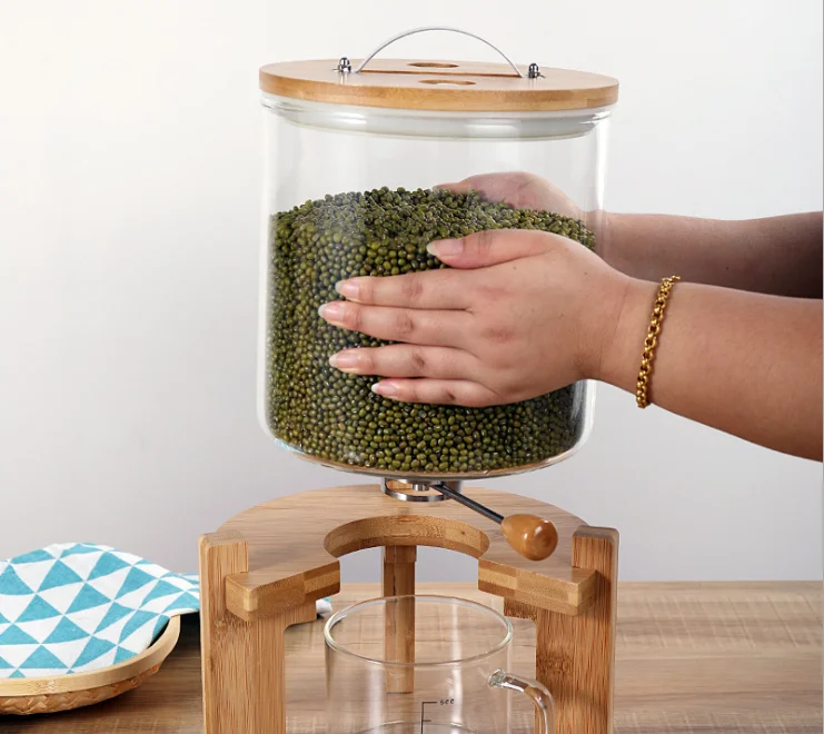 Rice Grain Large Glass Storage Jar - Bulk Dry Food Dispenser