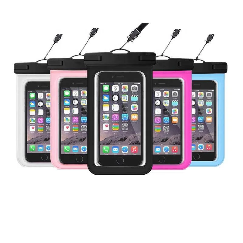 

Promotional New Fashionable Universal PVC Custom Bag High Perspective Water-Tight Cell Waterproof Phone Case, Black,pink,white,green,blue