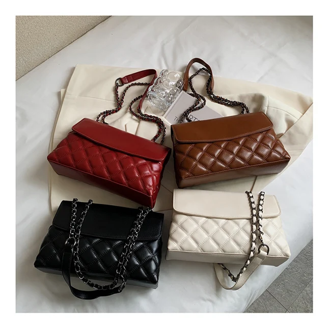 

Diamond Lattice 2021 Fall Winter Handbags For Women Luxury Shoulder Armpit Purses Sac a Main Femme Ladies Bags Leather Handbags