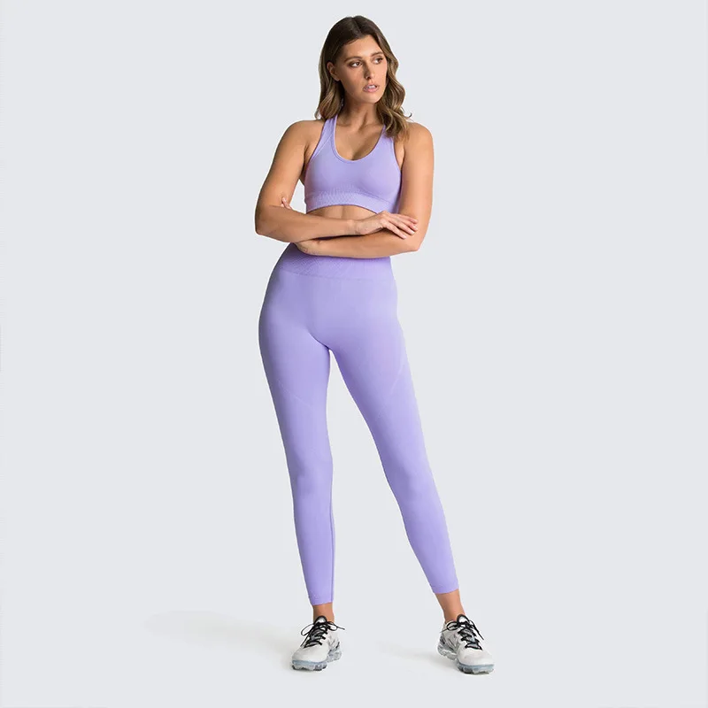 

Workout Seamless Yoga Set Custom Sports Yoga Suit Clothing Fitness Wear High Waisted Leggings Yoga Set, Customized colors