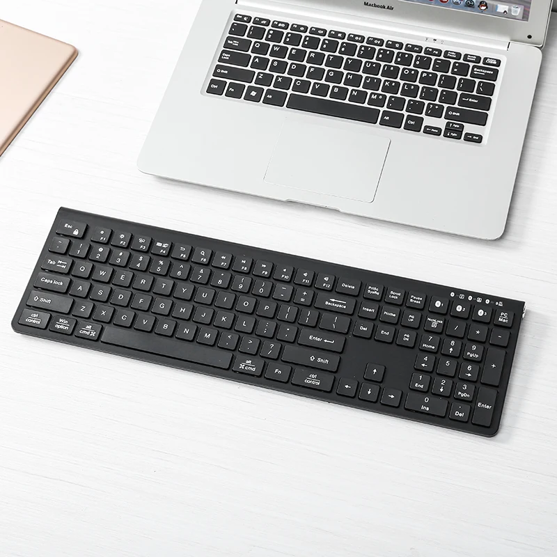 

New Design BT 3.0 Wireless keyboard Aluminium Alloy Multi Device 2.4Gh Wireless keyboard With 3- Device Sync, Gray