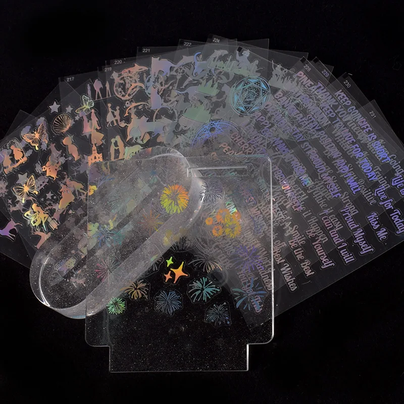 

3d Shiny Holographi Resin Stickers for Art Crafts Resin Decoration Accessories