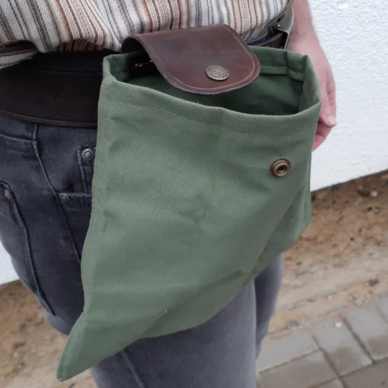 

Handmade Mens Foldable Waxed Canvas Leather Bushcraft Bag Waist Belt Camping Storage Pouch