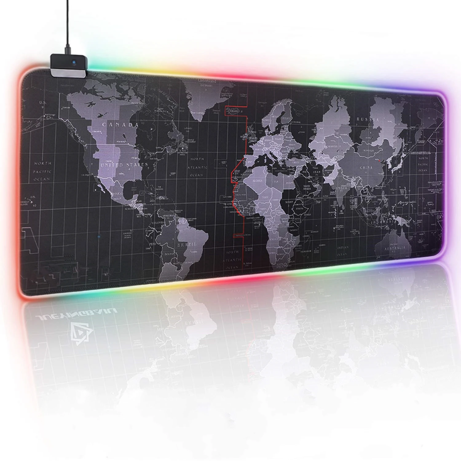 

comfortable world map Large Size LED Lighting Colourful RGB Luminescent gaming Mouse Pad, 7 color