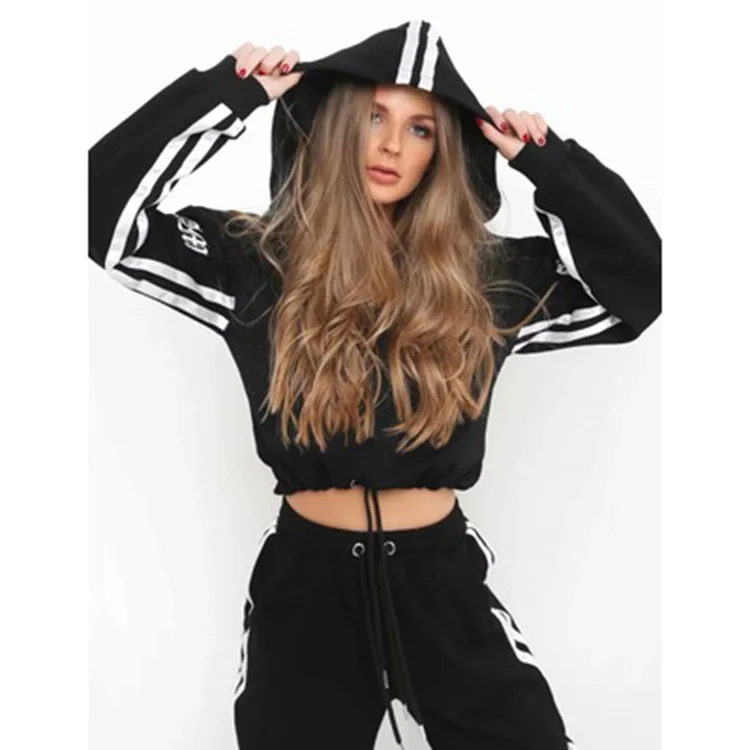 
Private label latest design tracksuits for women winter gym training hoodie tracksuit set 