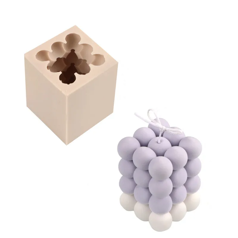 

3073 Amason new Spherical cube candle mold 3D bubble injection rectangle taper candle molds Rubik's cube Candle silicone