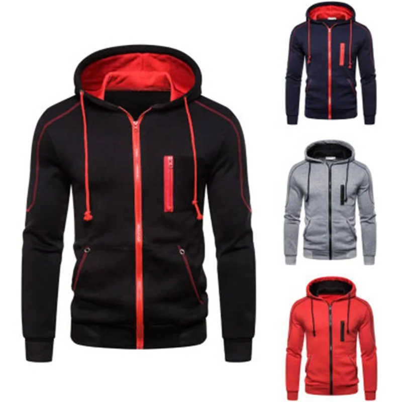 

Outdoor Wear Pullover Fleece Sport Winter Hooded Jacket For Men, Red/gray/black/navy blue