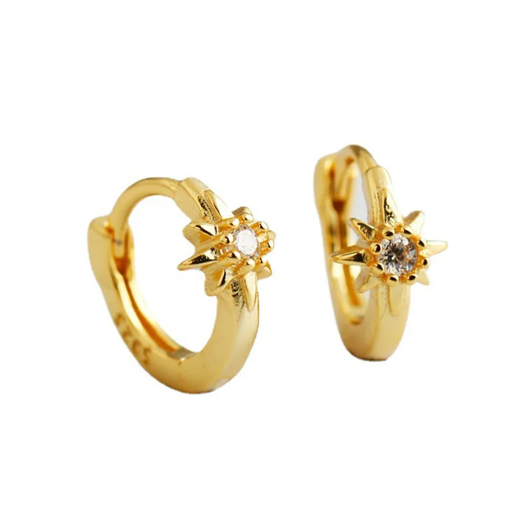 

Minimalist women jewelry accessories 2021 gold plated zircon indian earring 925 sterling silver small round hoop earrings