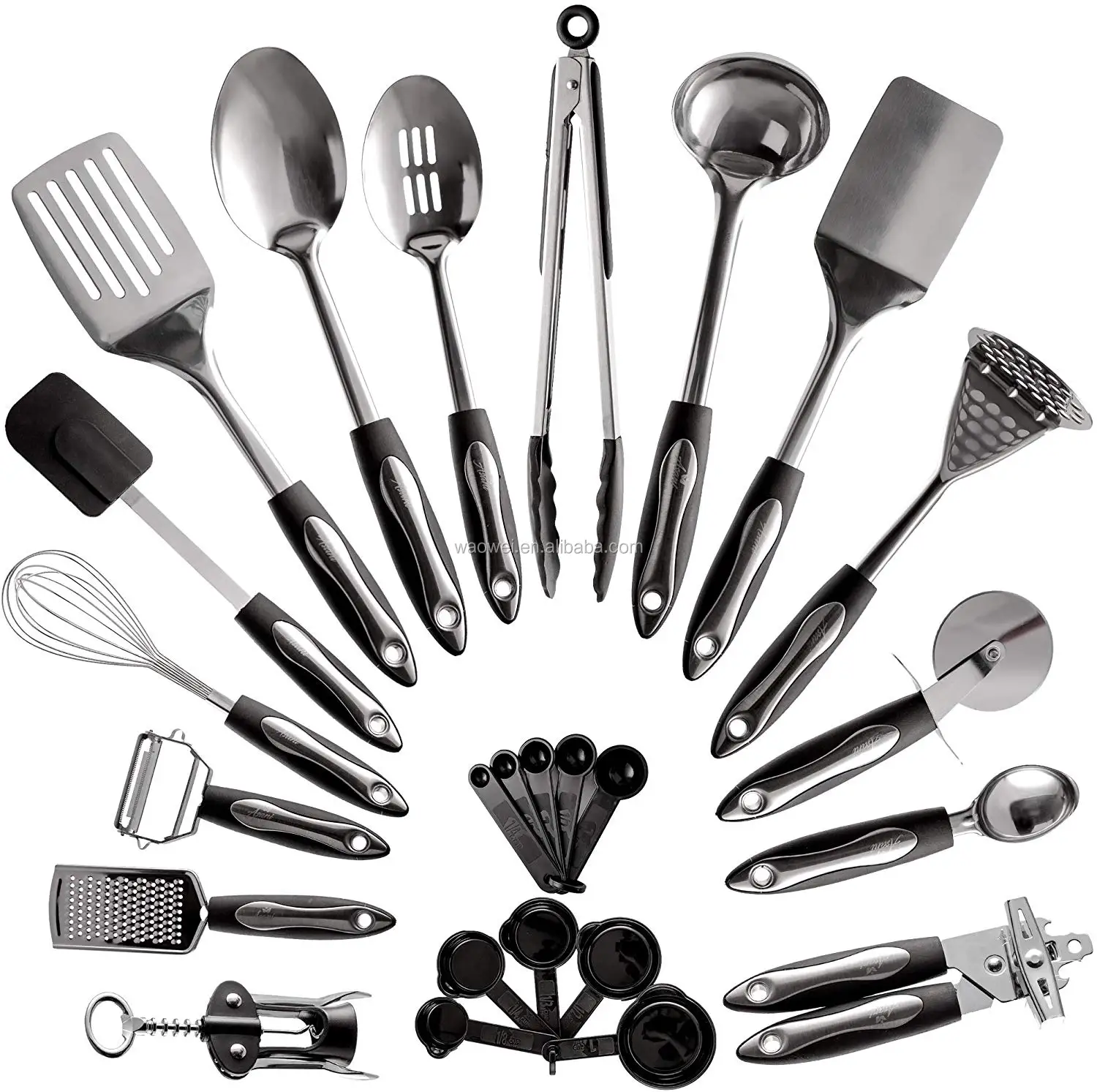 25piece Stainless Steel Kitchen Utensil Set Nonstick Cooking