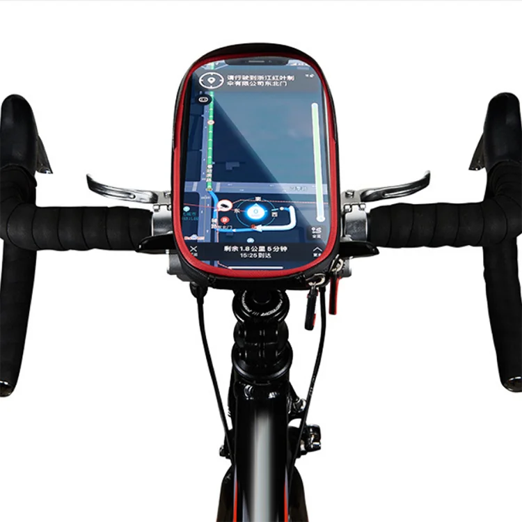 

High Quality Black Bike Handlebar Storage Waterproof Bicycle Phone Mount Holder, Picture shows
