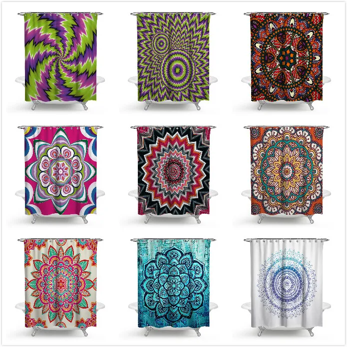 

Custom Printing Mandala Ombre Shower Curtain Shopify