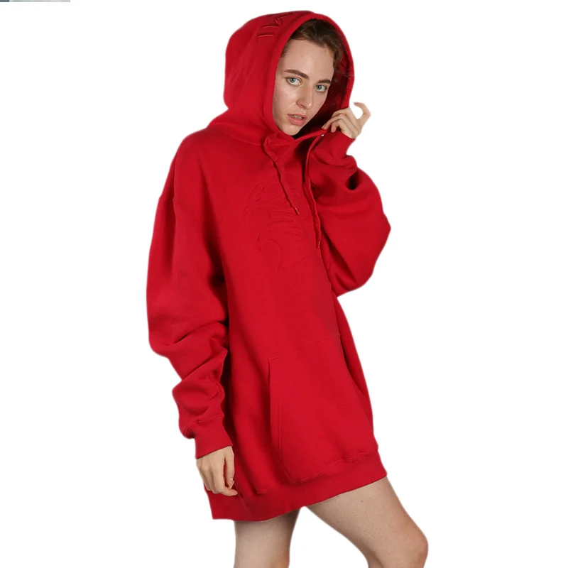 

Embroidery Sports Hoodies New Arrival Women's Oversize Long Hoodies Oversize Hoodie with Front Kangaroo Pocket