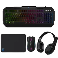 

Retail MOQ 6PCS 4 in 1 set keyboard/mouse/mouse pad/headset gaming combo with LED backlight