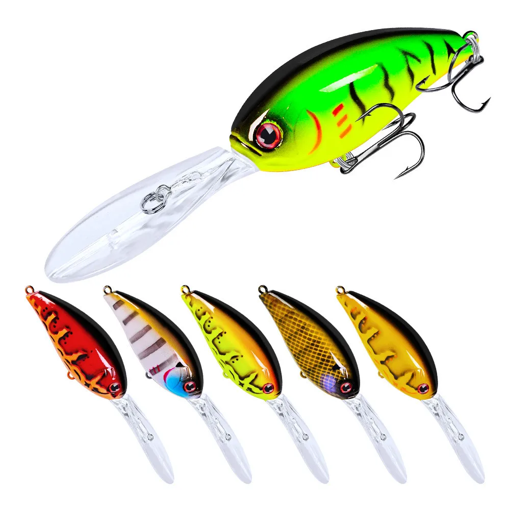 

11.5cm 17.5g Shallow Deep Diving Minnow Hard Fishing Lures Crankbait for Bass Trout Freshwater and Saltwater, 6 colors