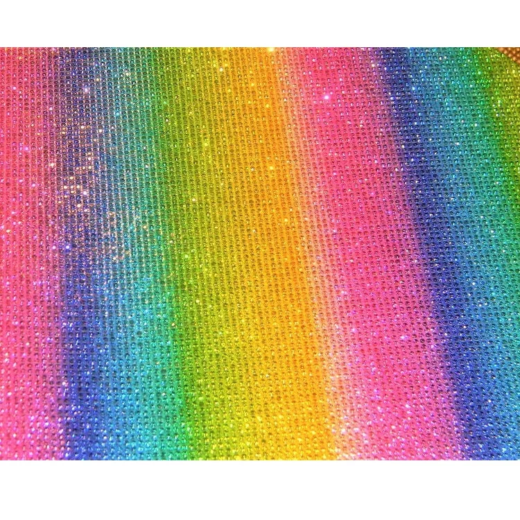 

Factory Sale Non Hotfix Adhesive Glue Rhinestone Sheet 24*40cm Bling Heat Transfer Rainbow Glass Rhinestone Mesh Sheet, Pink