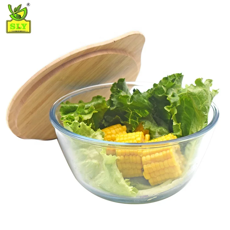 Large Glass Salad Bowl Mixing And Serving Dish Clear Glass Fruit