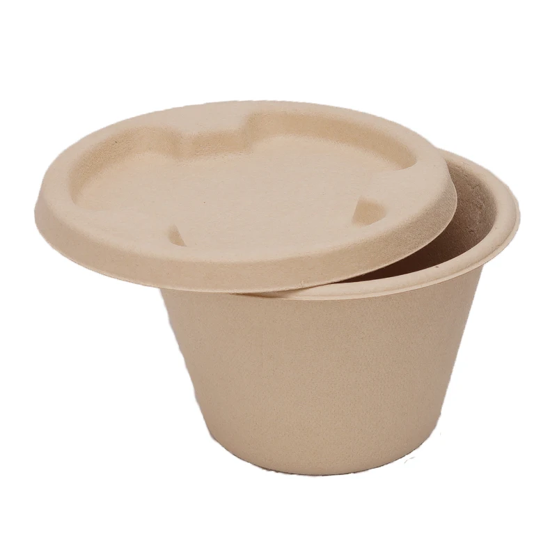 

Manufactory Disposable Degradable Bagasse 2oz 5oz 7oz Ice Cream Paper Cup With Lids