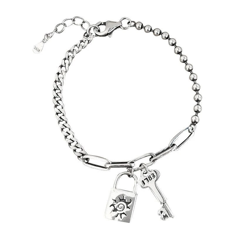 

Dylam jewelry 2020 Popular Fashion 925 silver jewelry women Sample Chain bracelet Key lock bracelet wholesale no MOQ