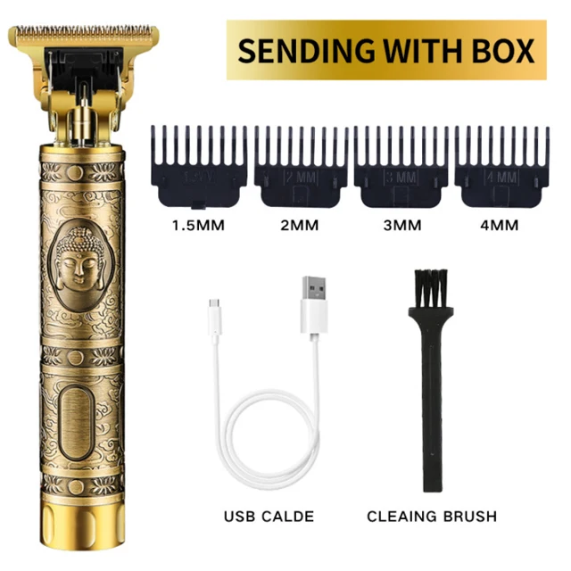 

Buddha's head portable electric USB rechargeable hair trimmers professional haircut sculpture hair clipper, Gold