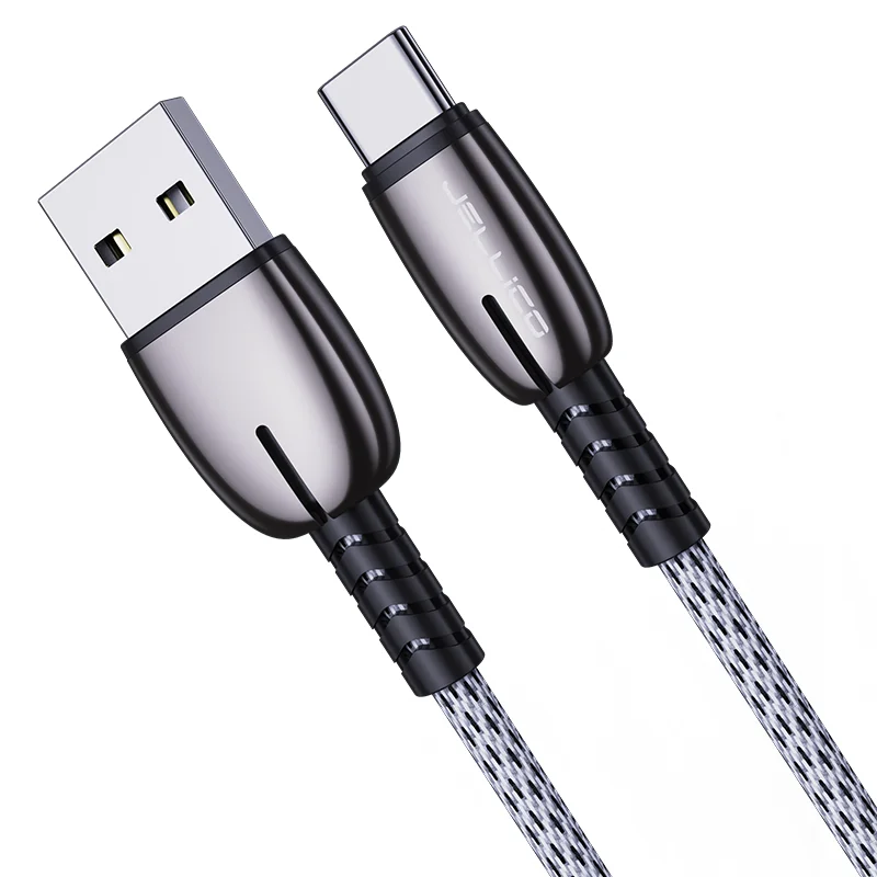 

Drop shipping new arrival nylon braided bend resistant 3.1A type-c fast charging data cable usb cable usb charger cable, White/gray