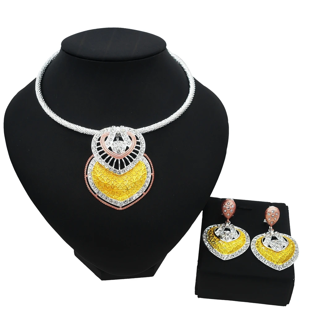 

Yulaili New Multi-color Set Gift Jewelry and Fashionable Women's Series And Well-designed Girl Love Necklace Earrings