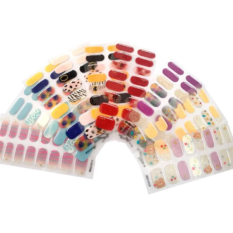 

Beautysticker gel nail sticker manufacture Non-Toxic Long Lasting glitter semi cured Gel Nail strip wraps, Customers' requirements
