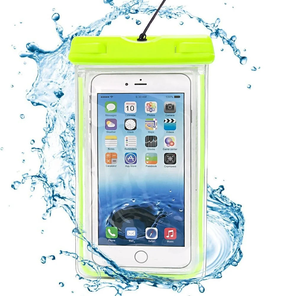 

Universal PVC Waterproof 3.5-6 inch Mobile Phone Pouch Touch Screen Swimming Bag Underwater Luminous Beach Bag, Black white green yellow orange blue pink