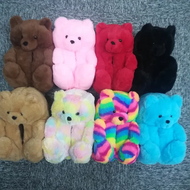 

Outdoor fuzzy fluffy house bear slipper teddy bear slippers fashion fur slippers