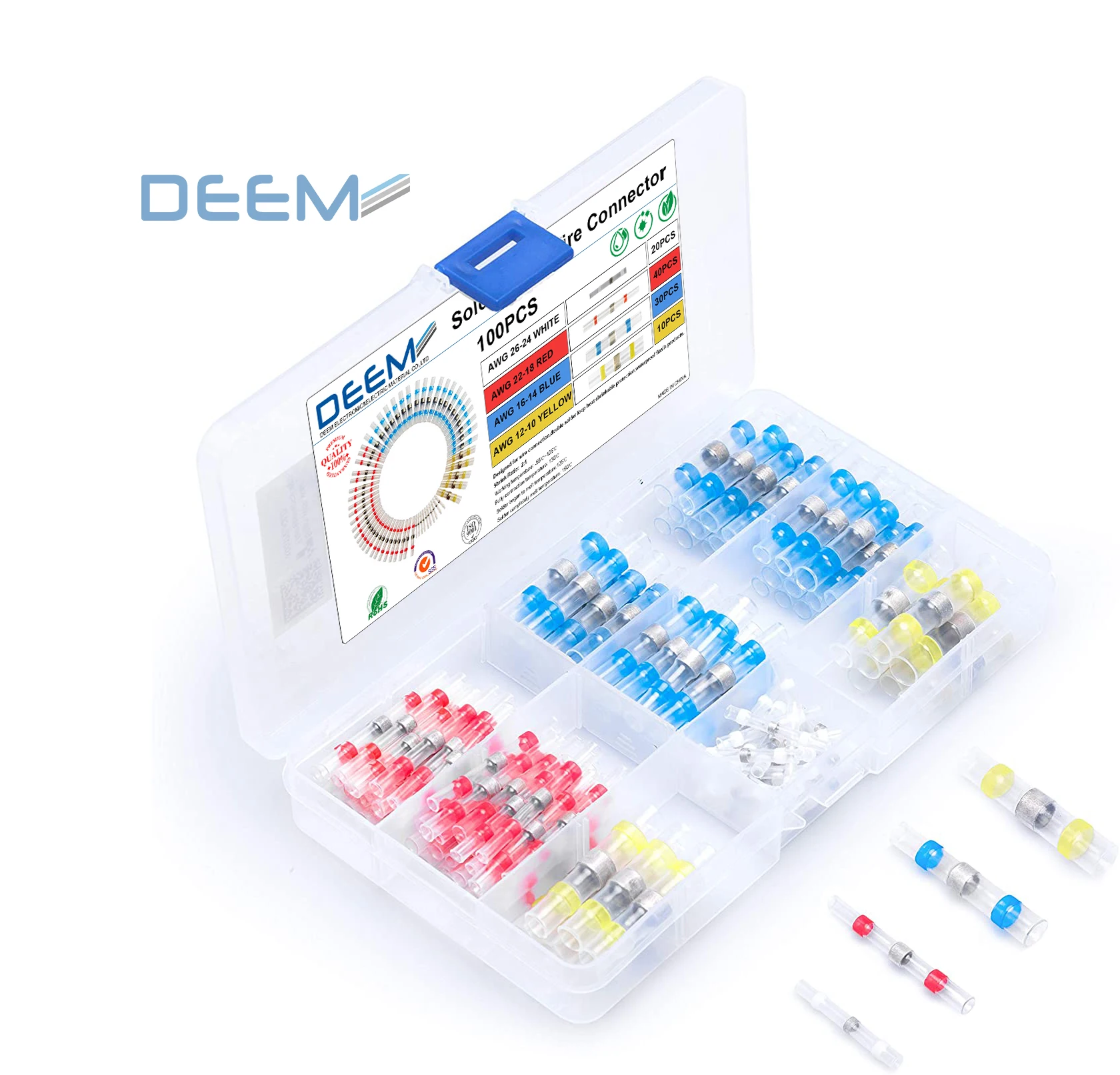 

DEEM 100 PCS BEST Quality automotive electric connectors solder seal wire connector for cable insulation and protection